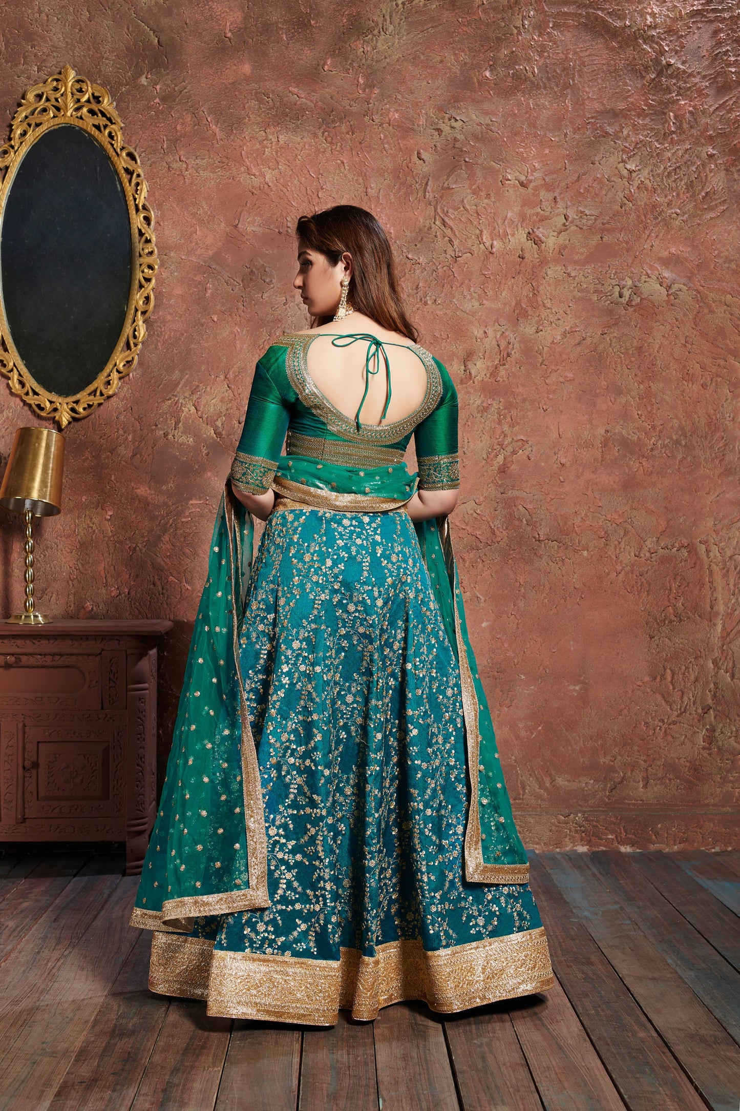 Designer Turquoise Lehenga Cholis