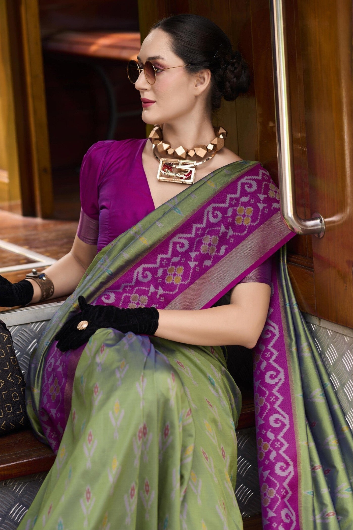 Light green silk saree for women