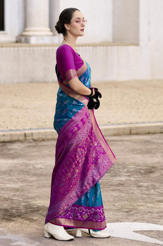 Pure morpeach silk saree for women