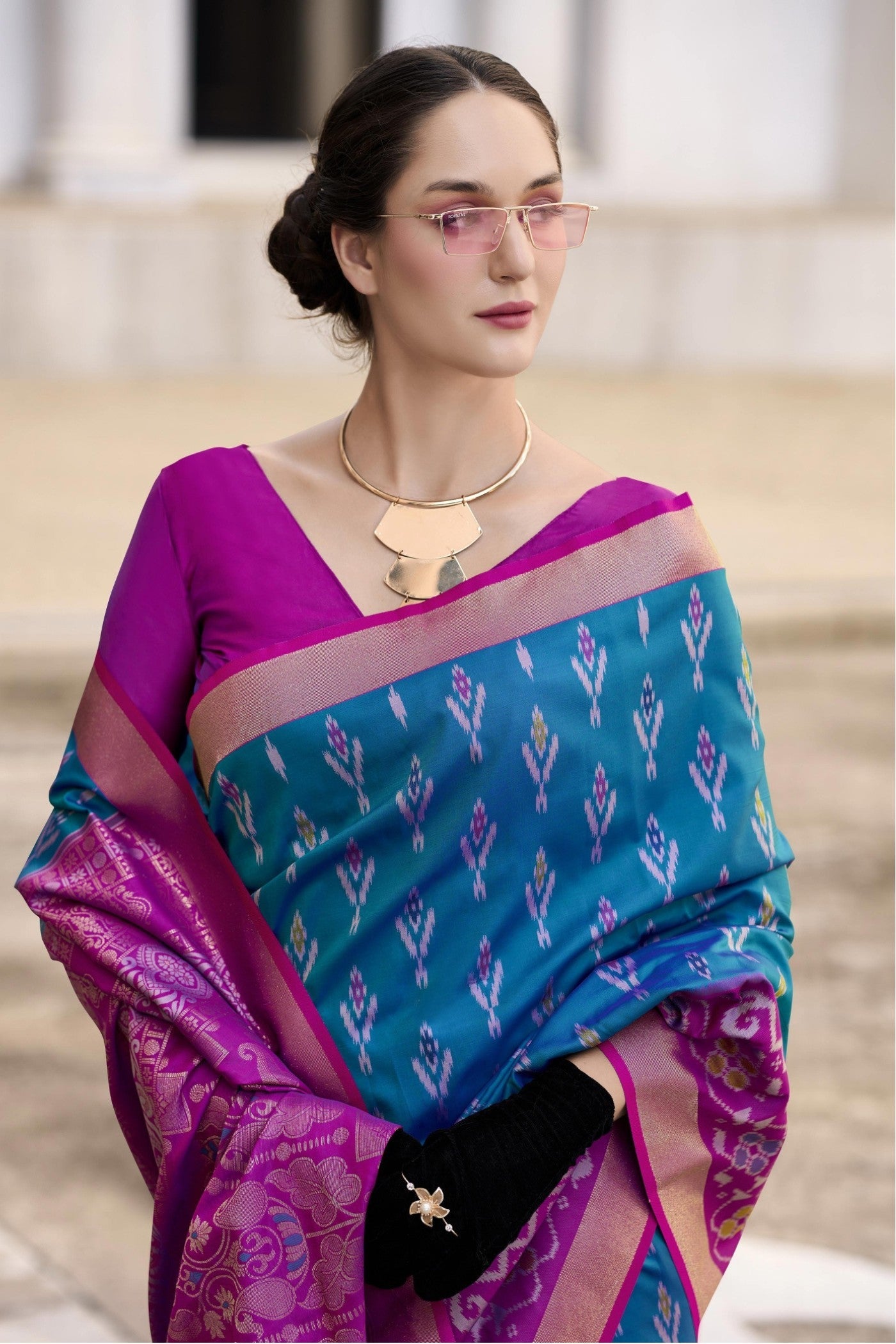 Pure morpeach soft silk saree for wedding