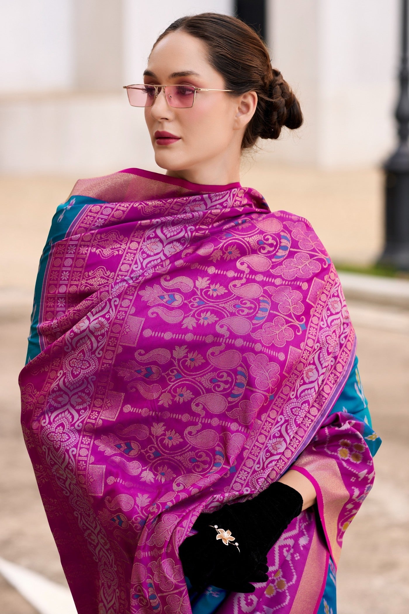 Morpeach color soft silk saree online shopping