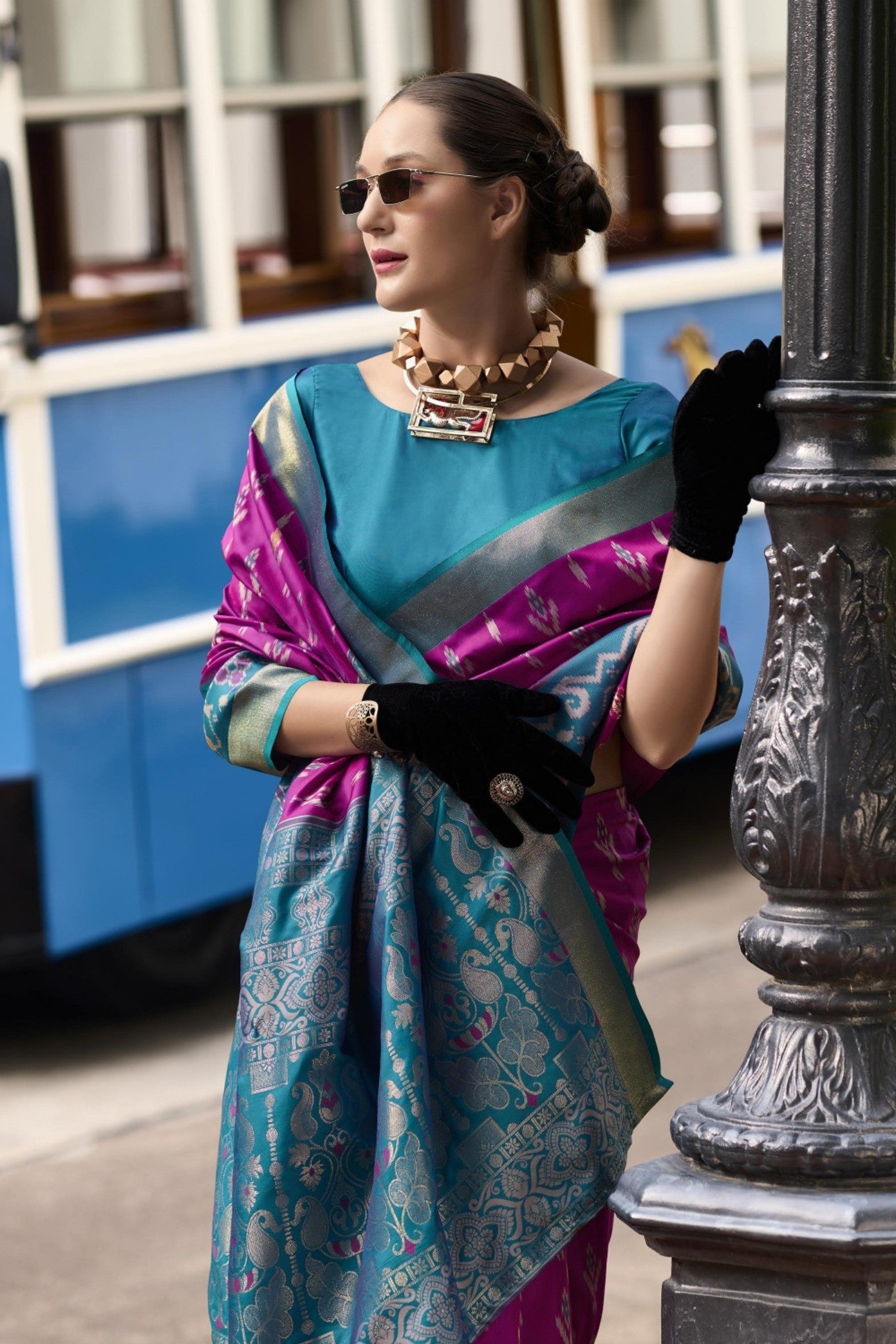 Rani colour Silk Saree images