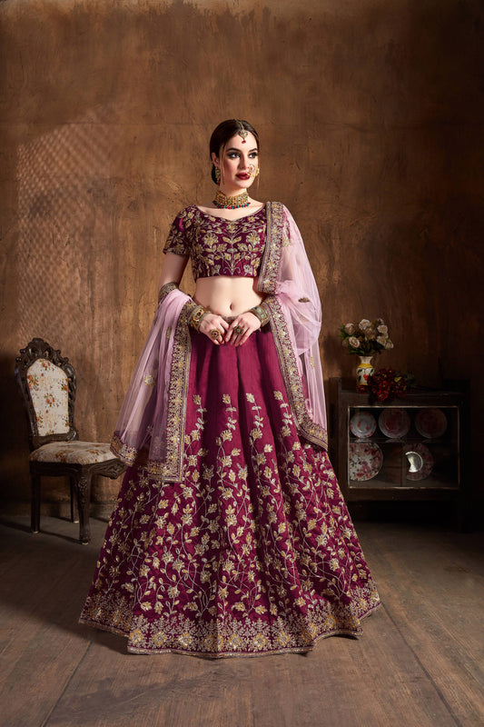 Maroon Lehenga for Party
