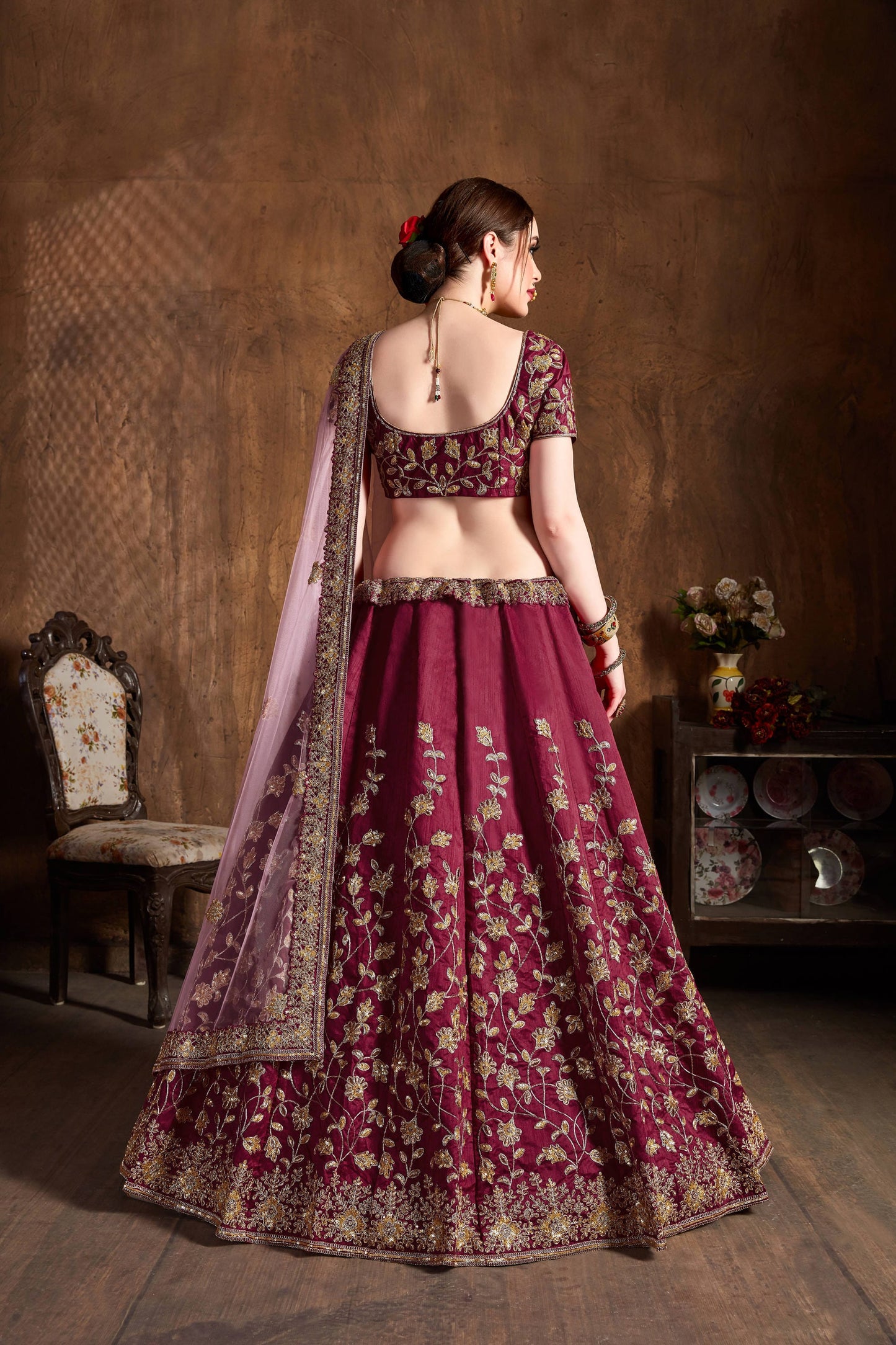 Maroon Lehenga combination