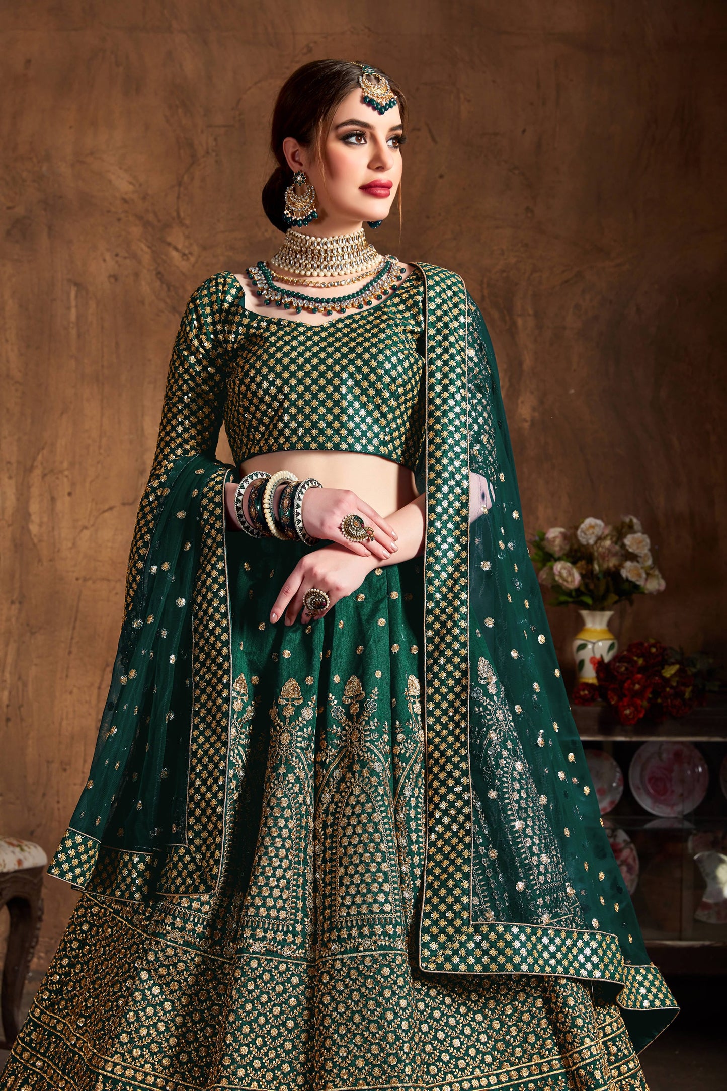 Sage green lehenga for wedding