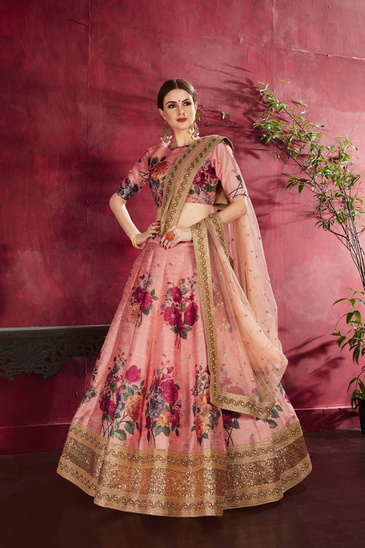 heavy banglori silk Peach lehenga