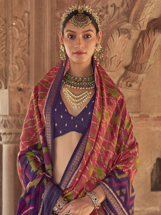 Red color georgette patola printed saree for women online