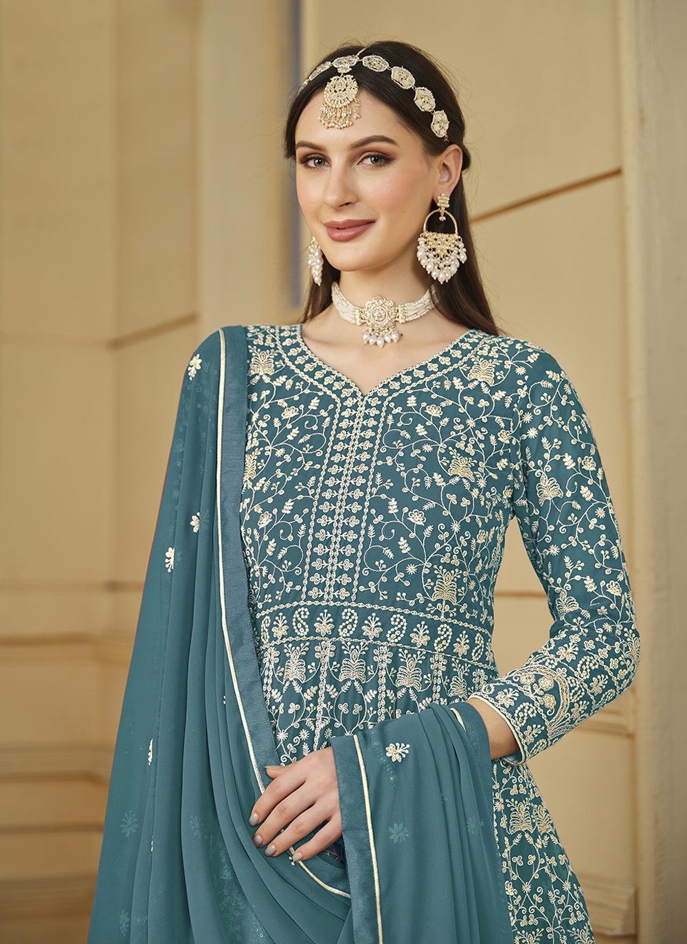 Rama color wedding wear gown