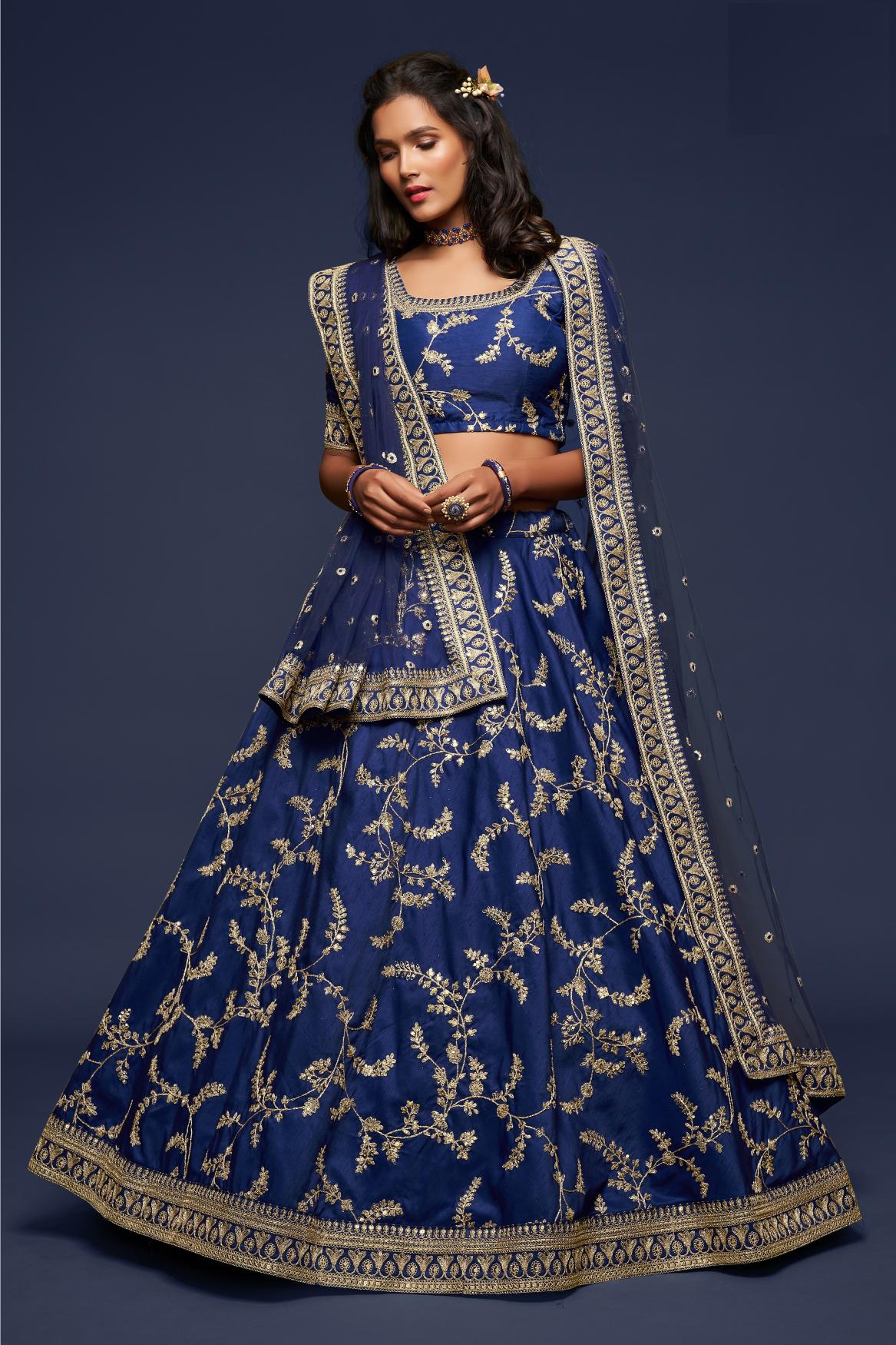 Blue colour Lehenga for Bride