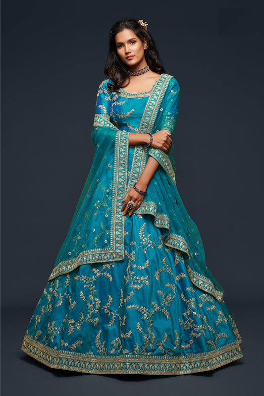 Teal Blue Lehenga combination