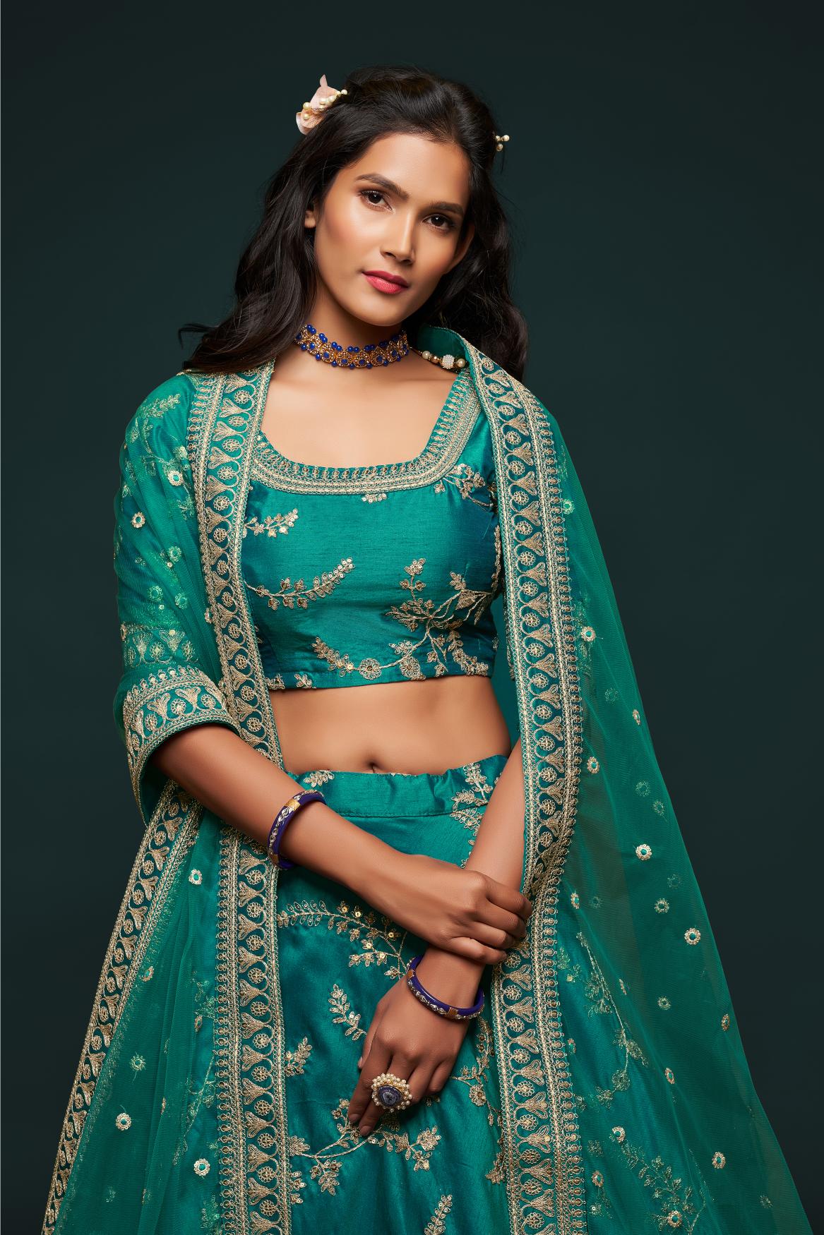 Green lehenga choli with dupatta