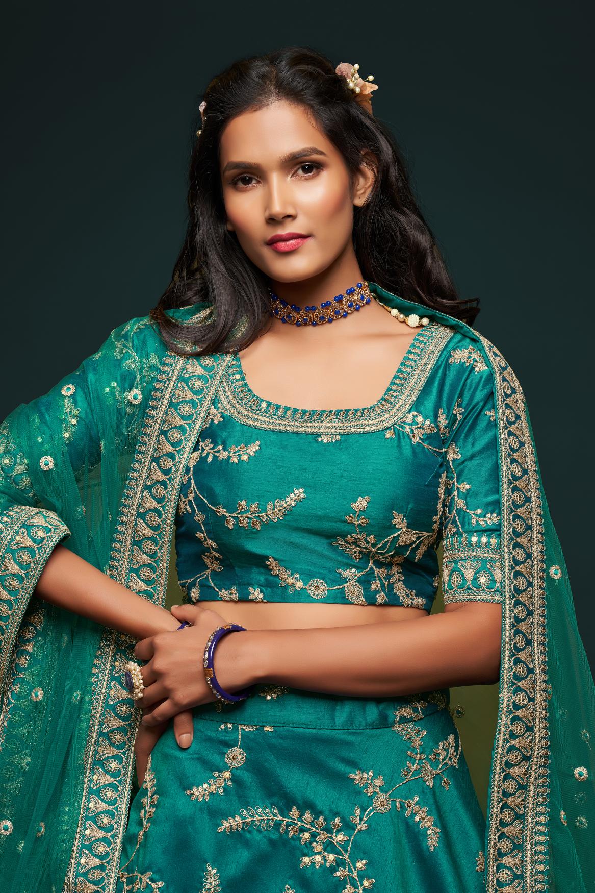 Dark Green Lehenga for bride