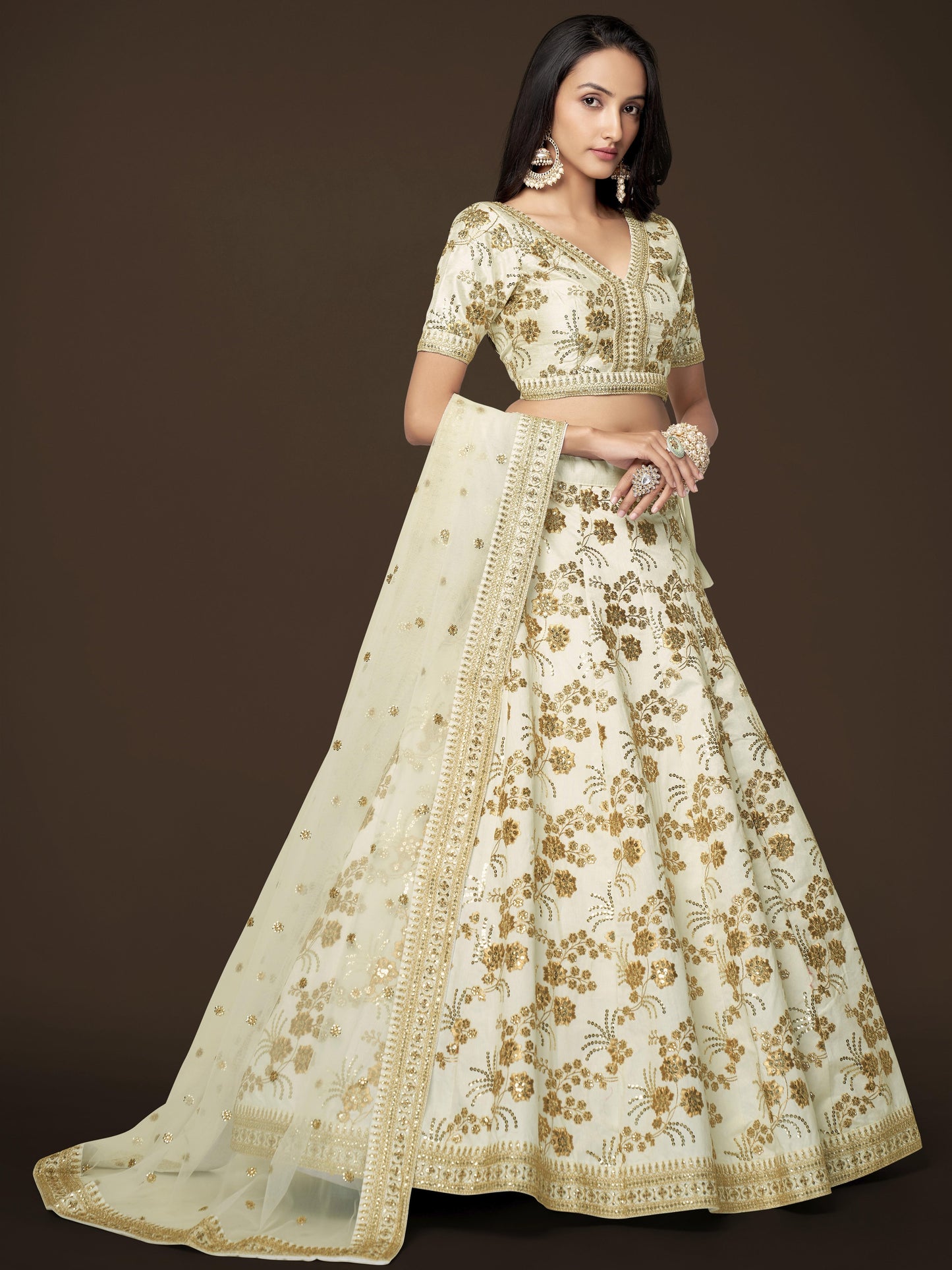sulb silk white lehenga bridal