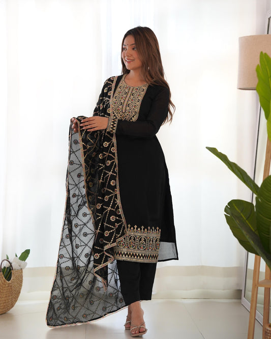 Black color vichitra silk kurti for wedding