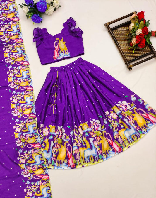 Purple colour Lehenga for Girls