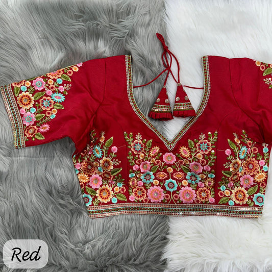 4 Sequence Work Red Blouse For Saree