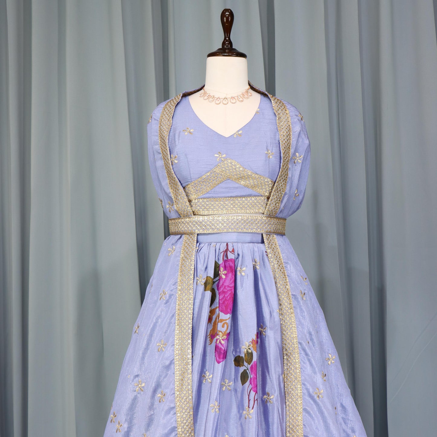 Lavender Color Chinon Floral Printed Lehenga Choli with dupatta online