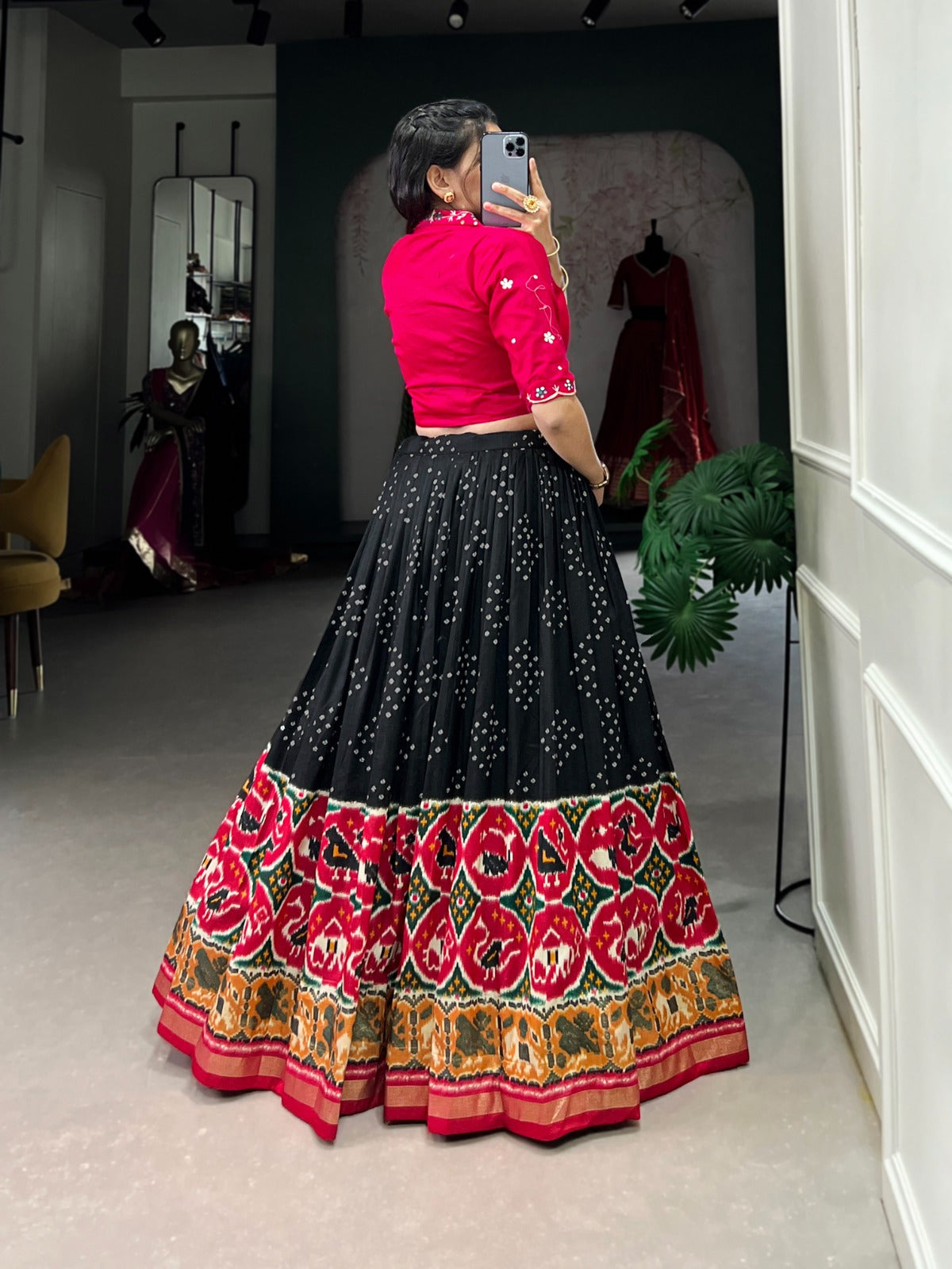 Black tussar silk lehenga choli for women online