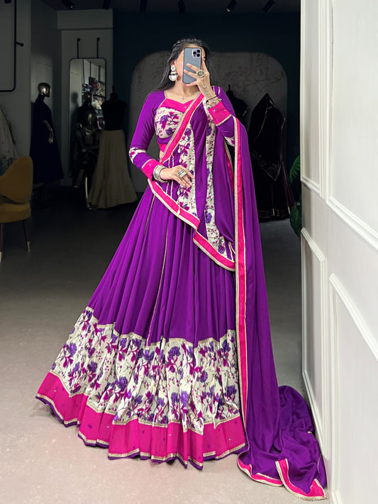 Purple rayon printed lehenga choli with online
