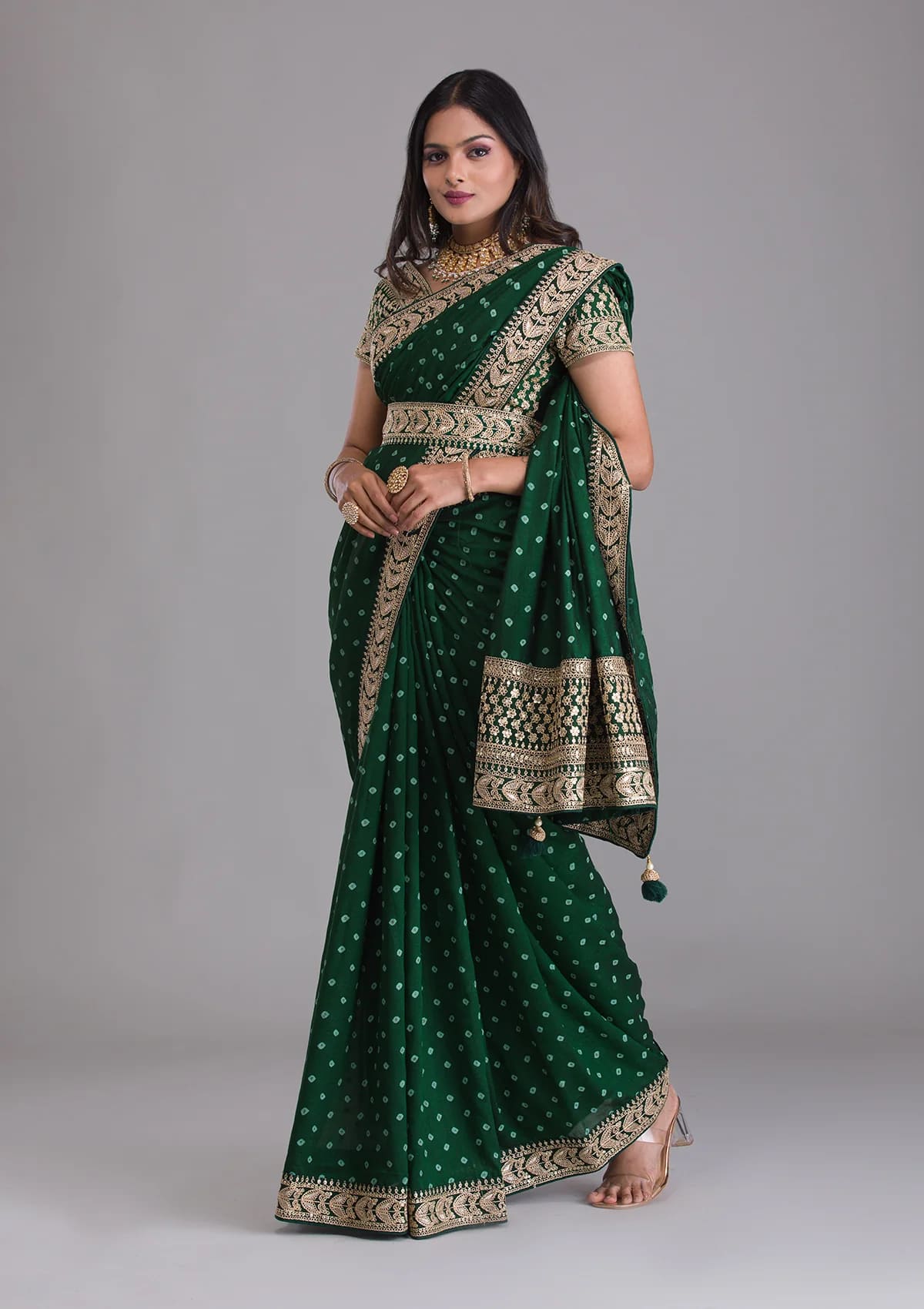 Light green georgette saree