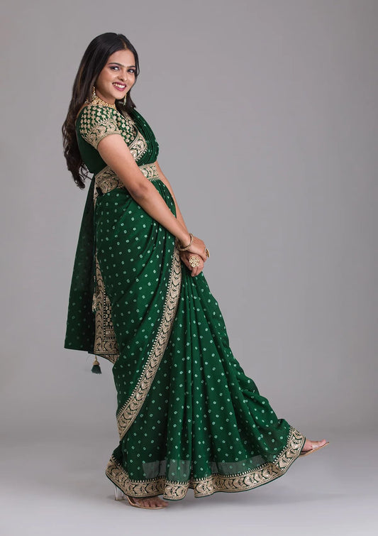 Green georgette saree for wedding
