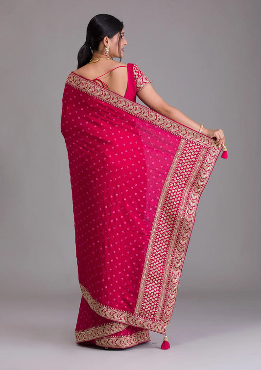Dark pink Georgette Saree