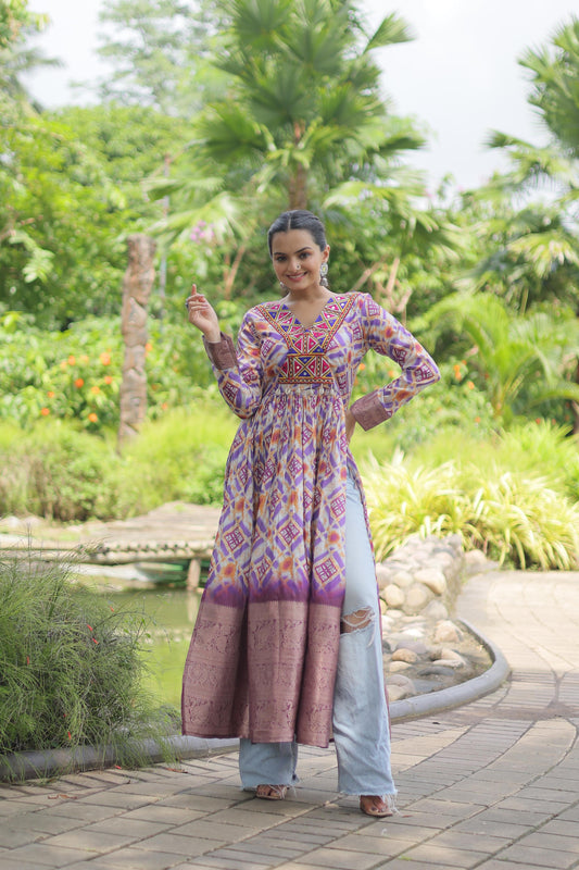 Purple cotton navratri kurti images