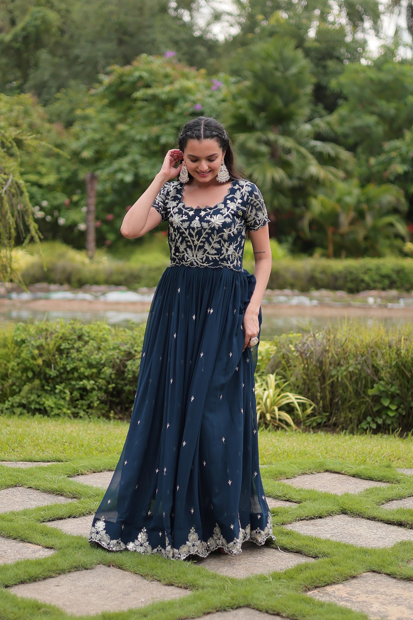 Rama color faux blooming gown images