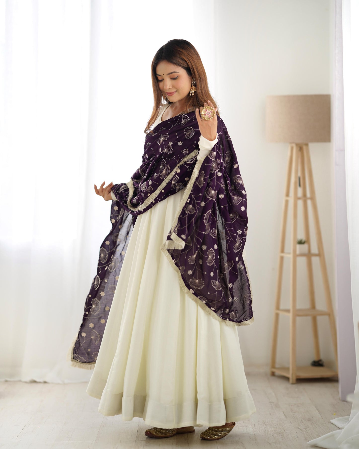 Purple color vichitra silk salear suit for wedding