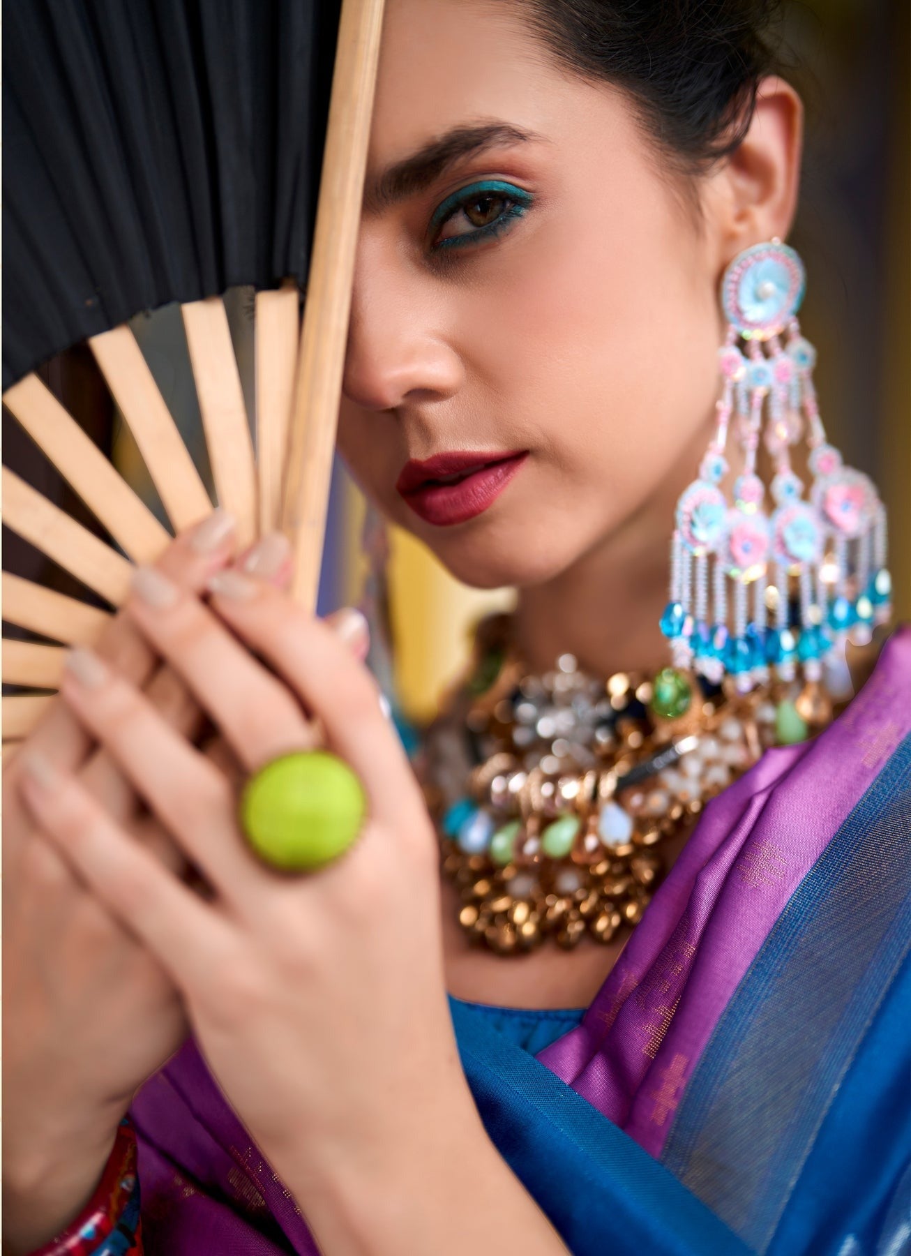 Pink color banarasi soft silk saree for women online