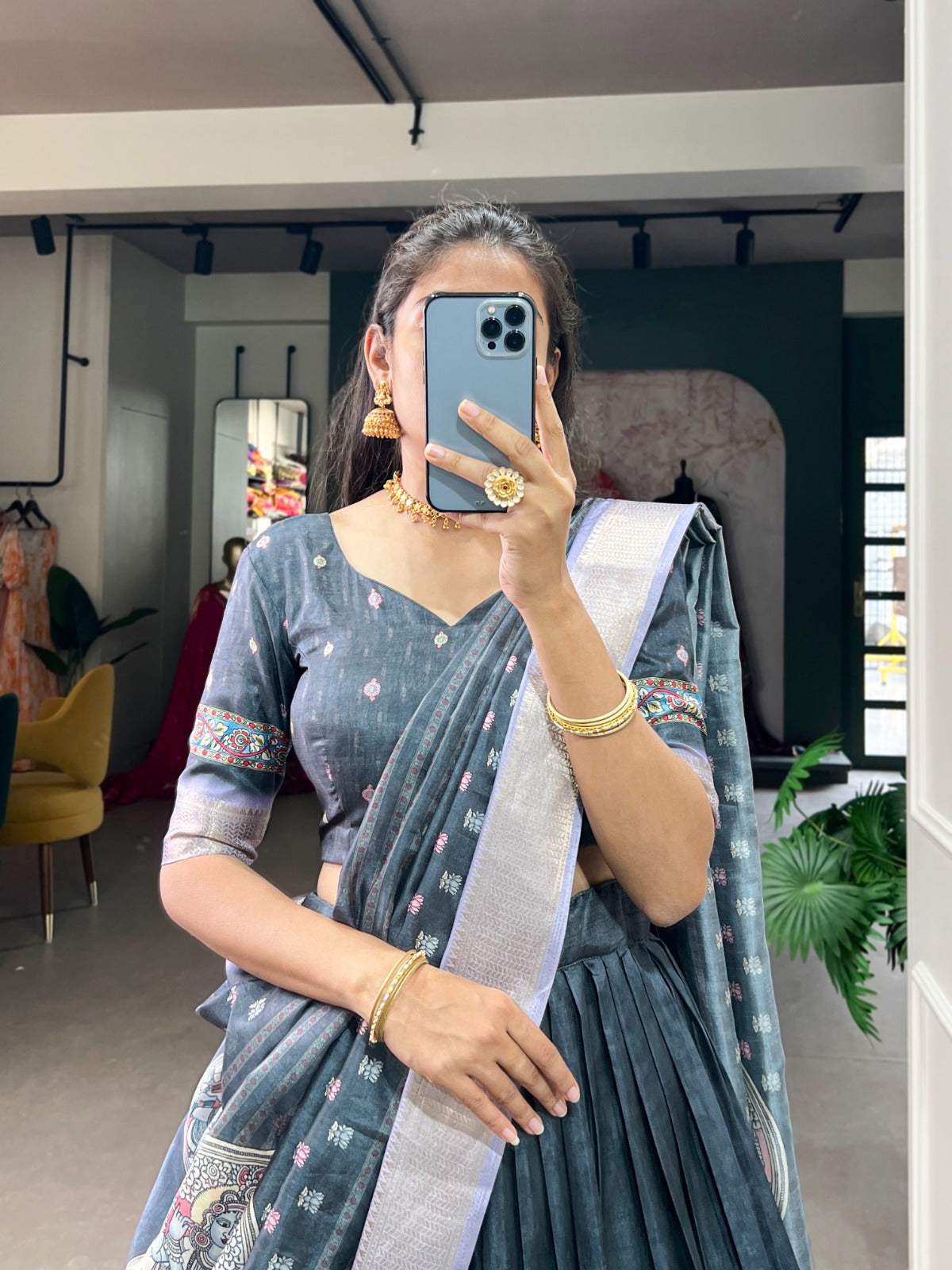 Greay Color Dola Silk Lehenga Choli