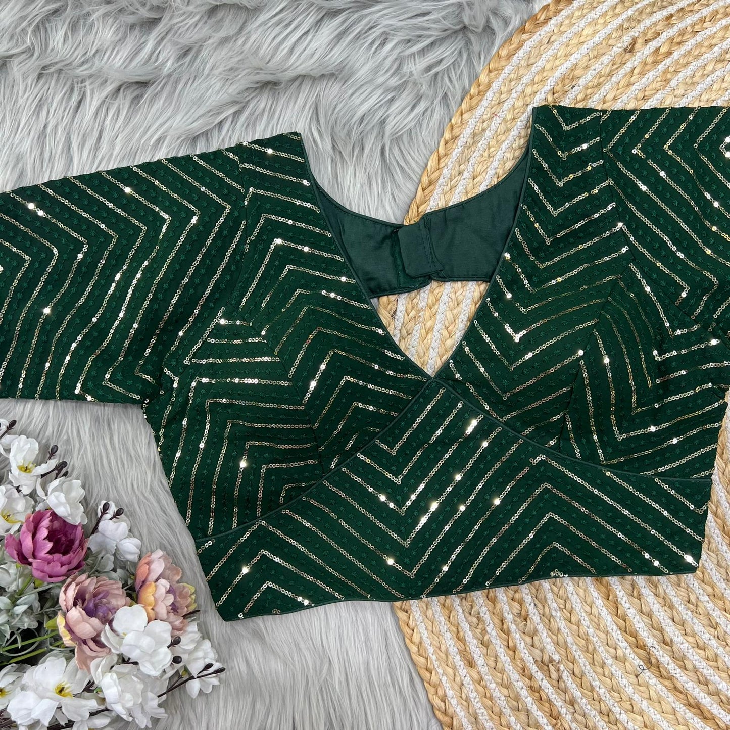 Embroidery Work Green Blouse