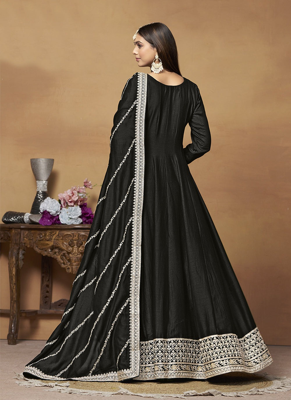 Black art silk gown online