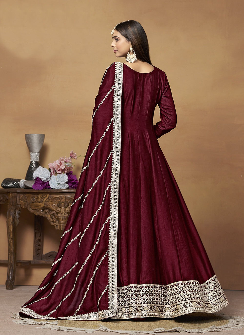 Maroon Gown for Wedding