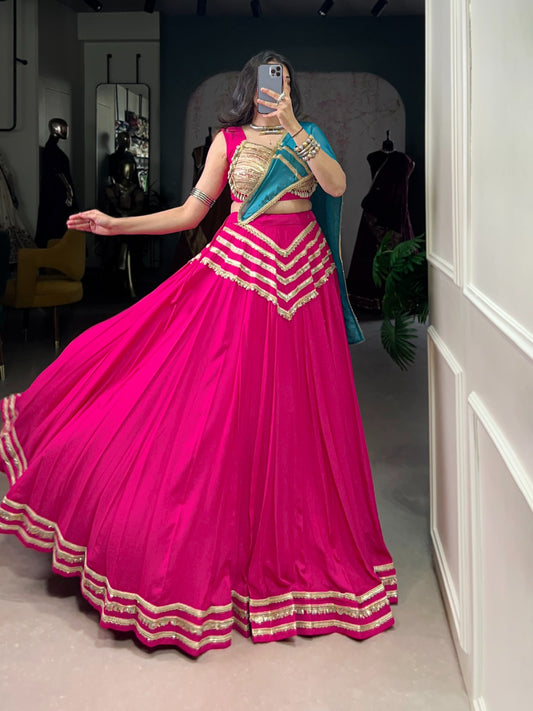Pink color rayon lehenga choli for women with price