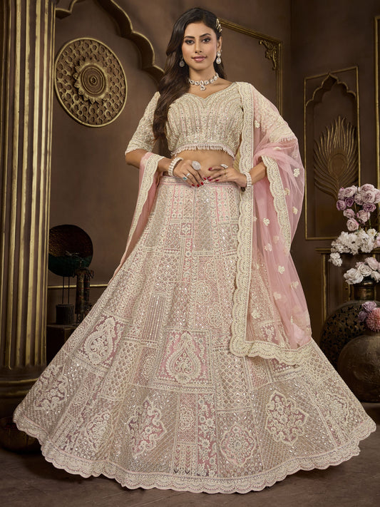 Peach colour Lehenga for Engagement