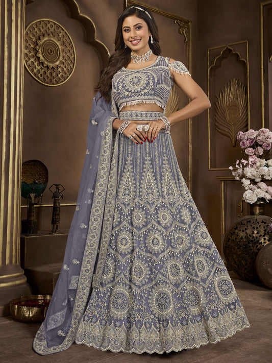 Premium knit dark grey color lehenga choli for women with price
