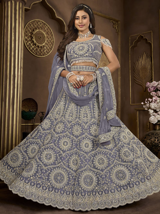 Grey colour Lehenga for wedding