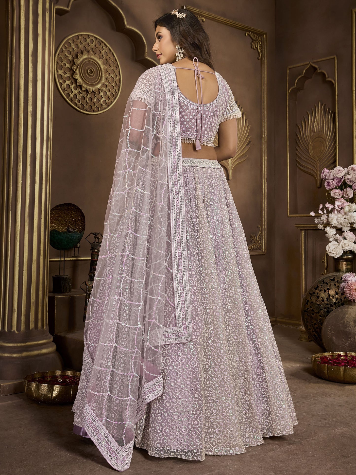 Lavender color premium net lehenga choli for women online shopping