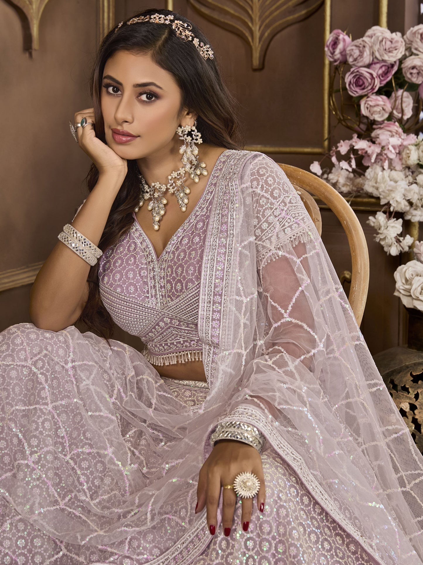 Lavender colour Lehenga for women