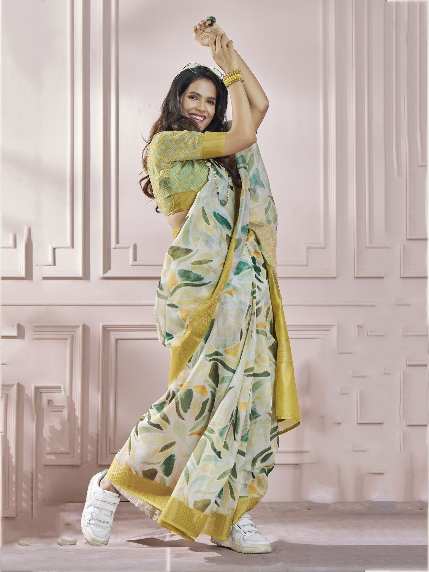 Yellow saree for Haldi