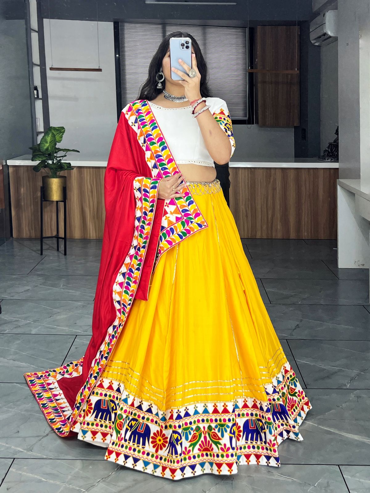 Yellow navratri lehenga choli for women online shopping