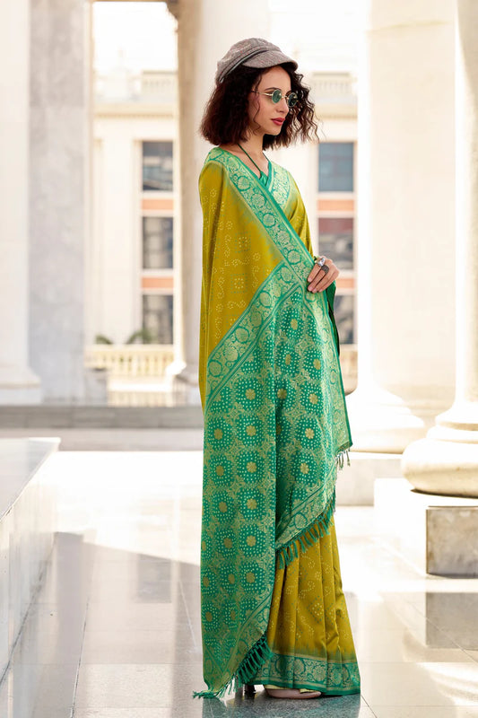 Mustard color soft silk saree with blouse online