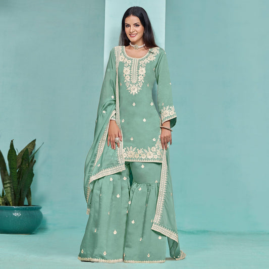 Rama color salwar suit for women with dupatta
