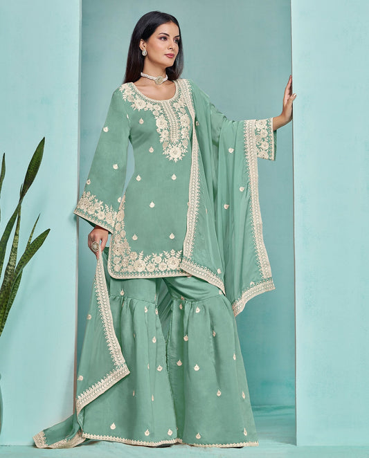 Rama color salwar kameez for women with dupatta images