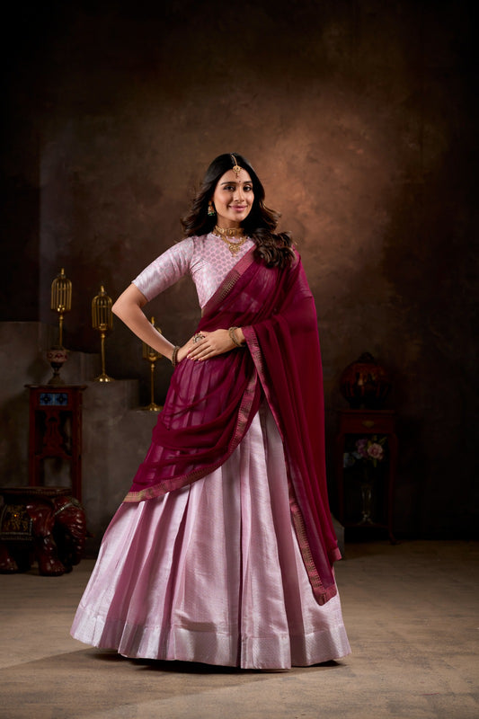 Light pink color jacquard lehenga Choli for women