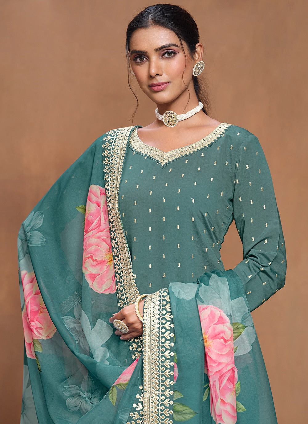 Rama floral design salwar suit