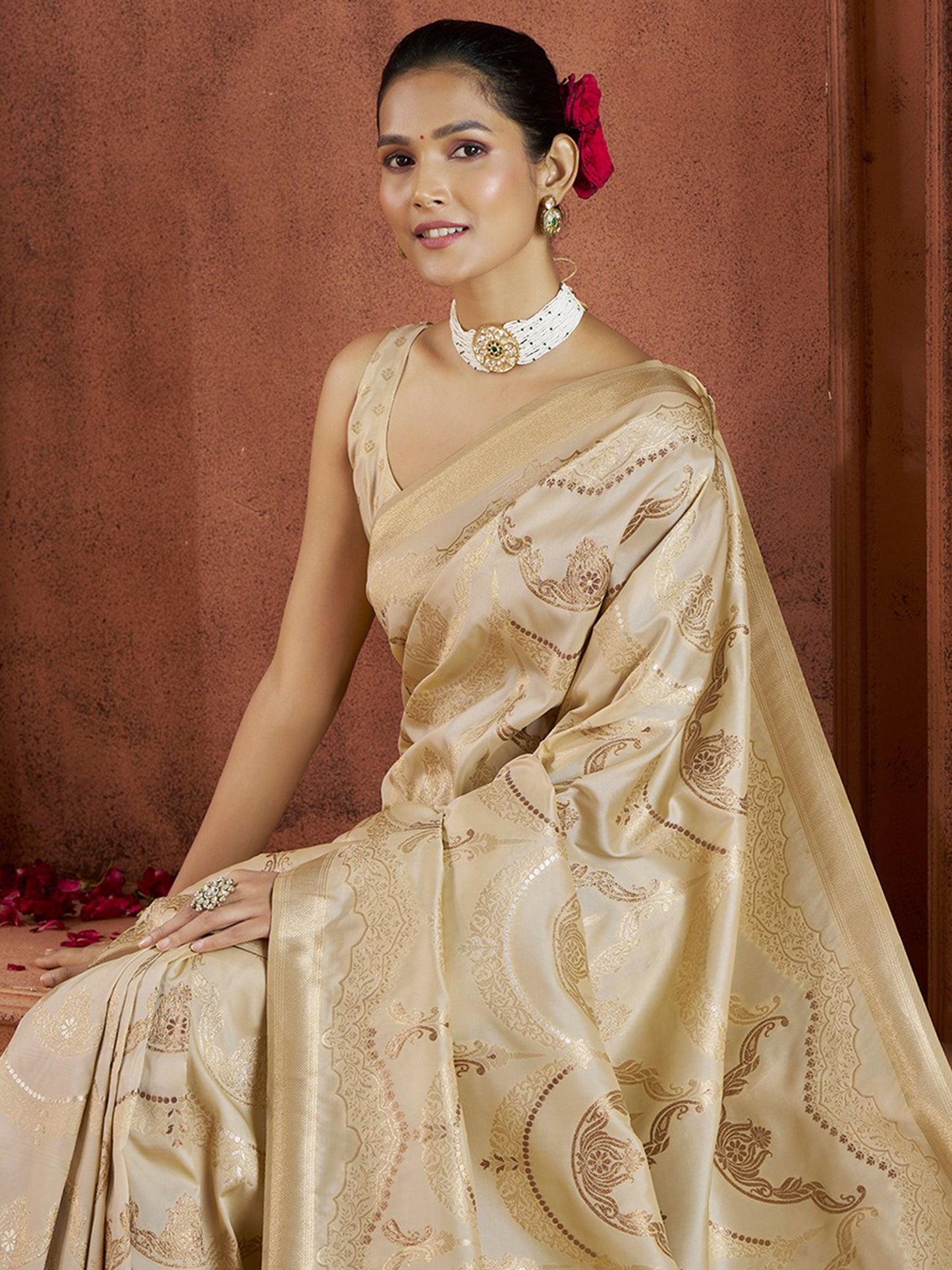 Beige Color Saree Party Wear