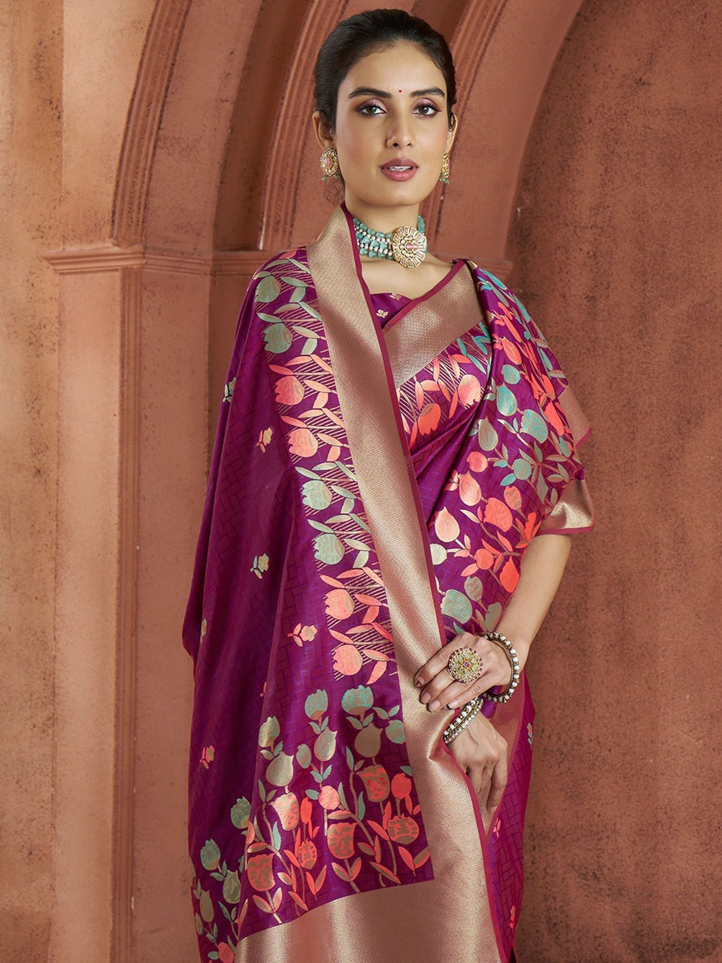 Wine colour saree for Wedding