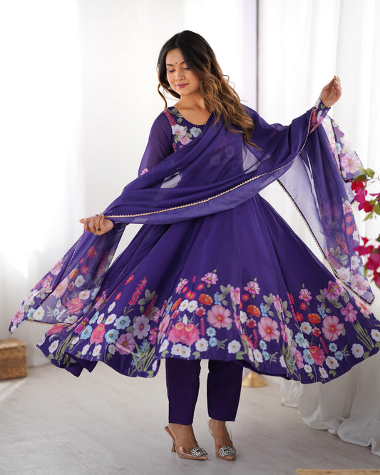 Purple color organza silk salwar suit for party